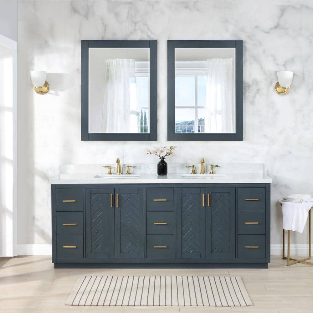 Altair Gazsi 84 in.W x 22 in.D x 34 in.H Bath Vanity in Classic Blue ...