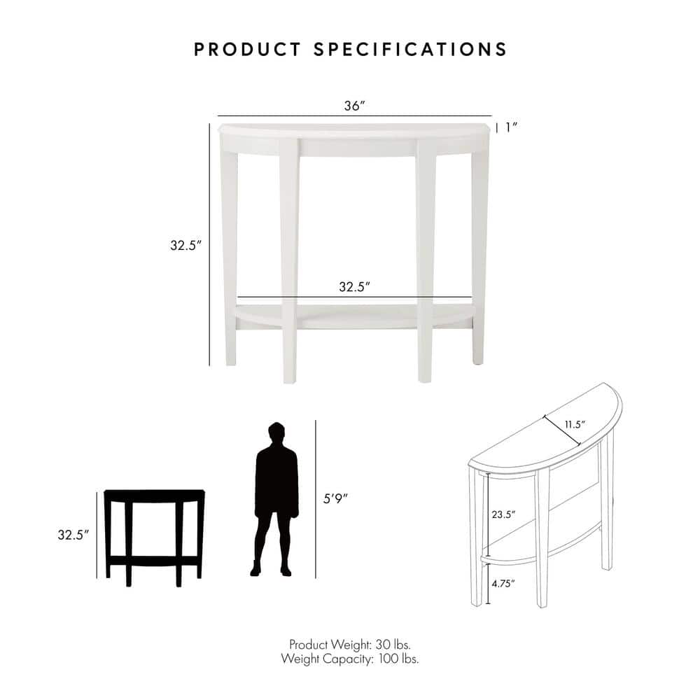 Espresso Brown Wood Semi-Circle Hallway Table with Storage Shelf
