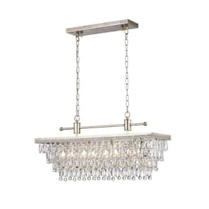 Taimi 4-Light Antique Silver Tiered Chandelier for Kitchen Island, Living/Dining Room, Bedroom with No Bulbs Included