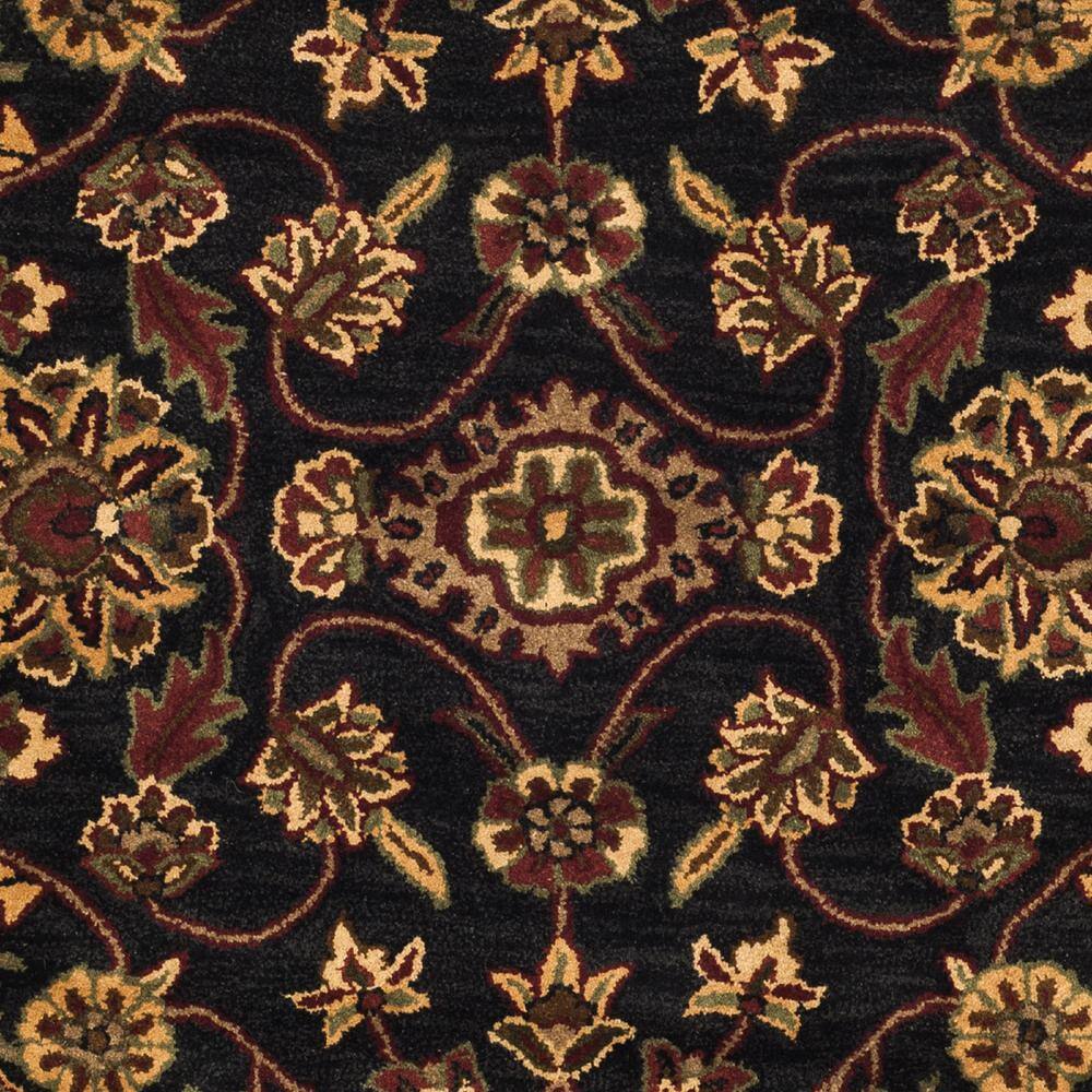 Elegant Victorian Floral 6' Round Black and Gold Wool Rug