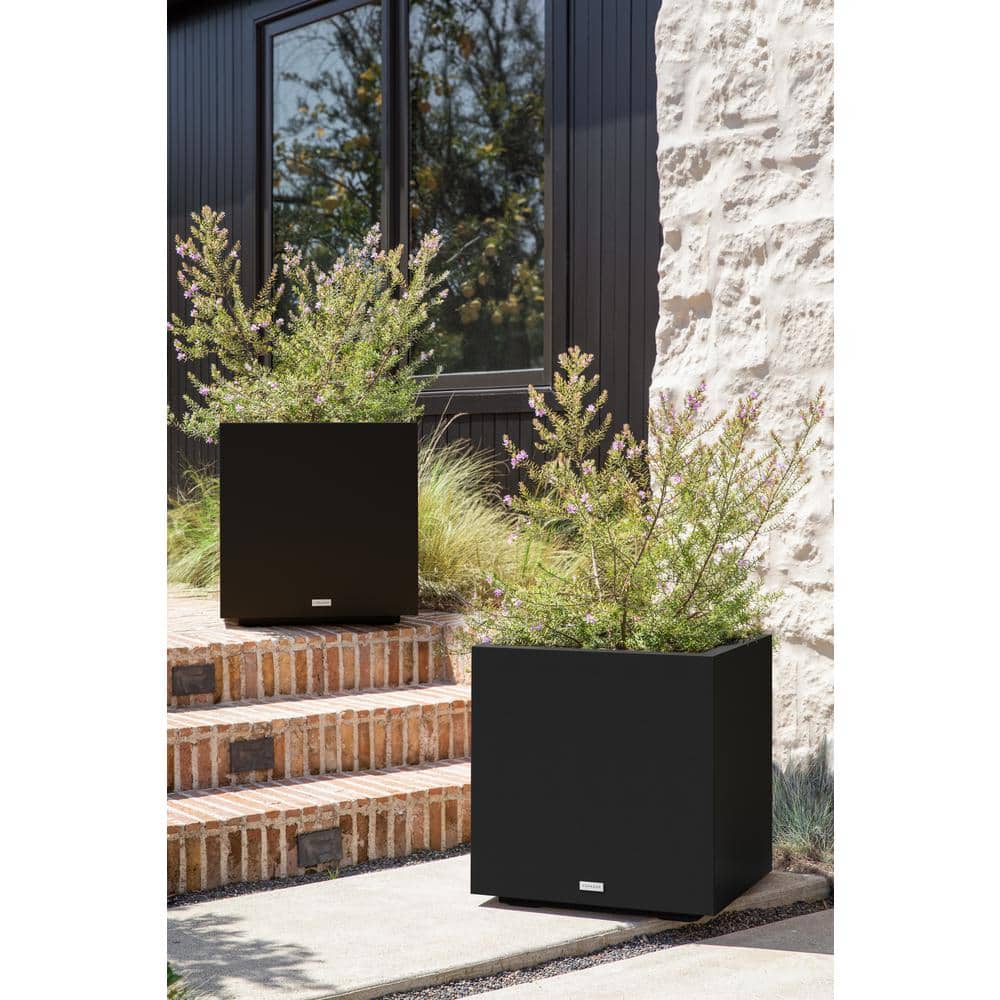 Veradek Black 22" Modern Square Plastic Planter