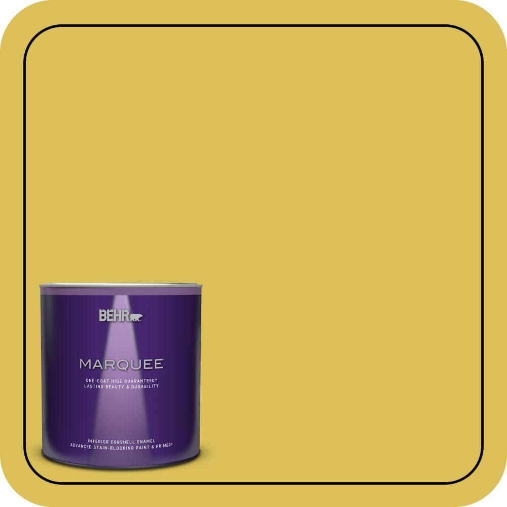 BEHR MARQUEE 1 qt. #P320-6 Sulfur Yellow Eggshell Enamel Interior Paint ...
