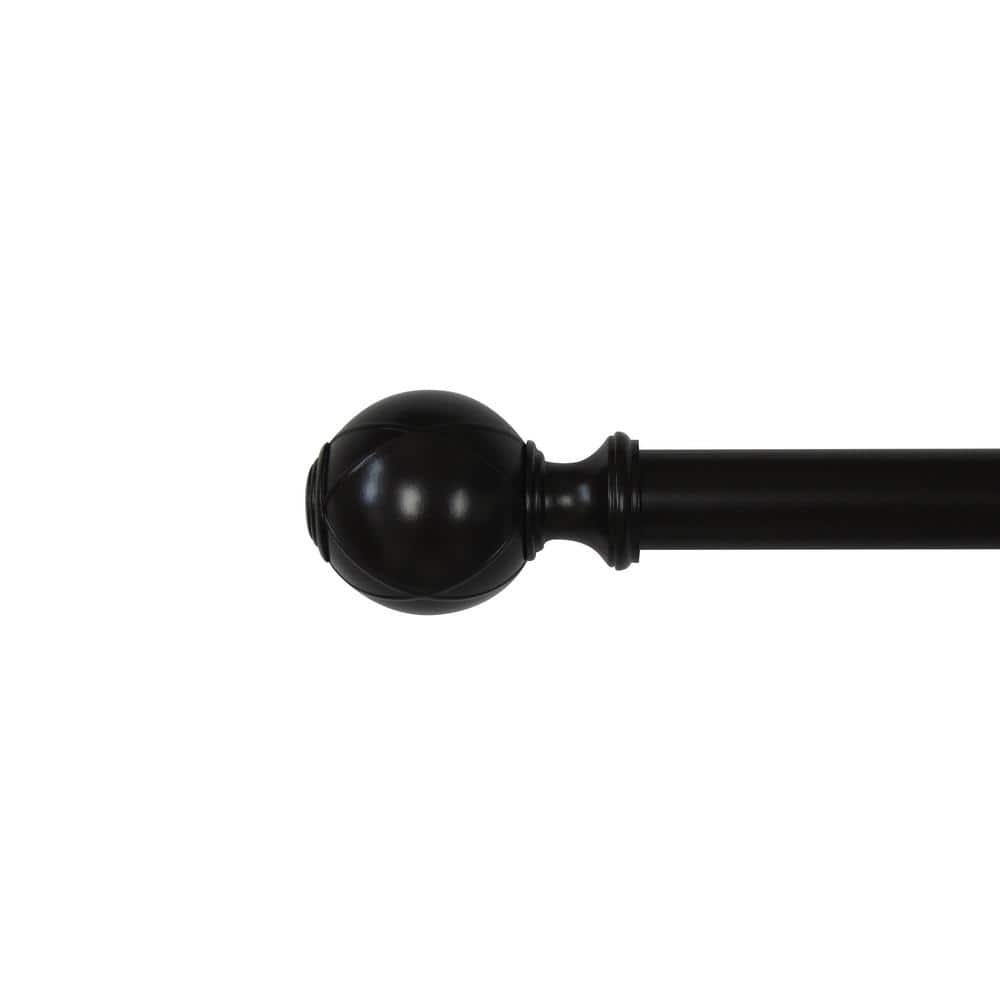 36 in- 72 in. Adjustable 1 in. Single Curtain Rod in Orb with Striped Ball 