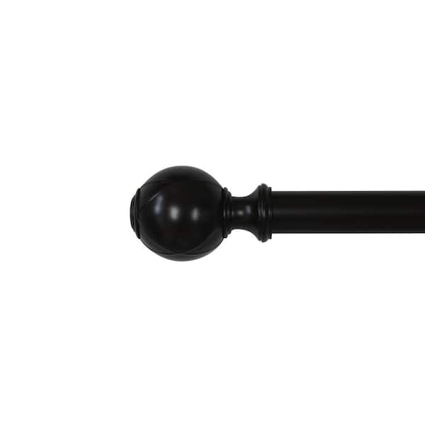 Unbranded 36 in- 72 in. Adjustable 1 in. Single Curtain Rod in Orb with Striped Ball Finial