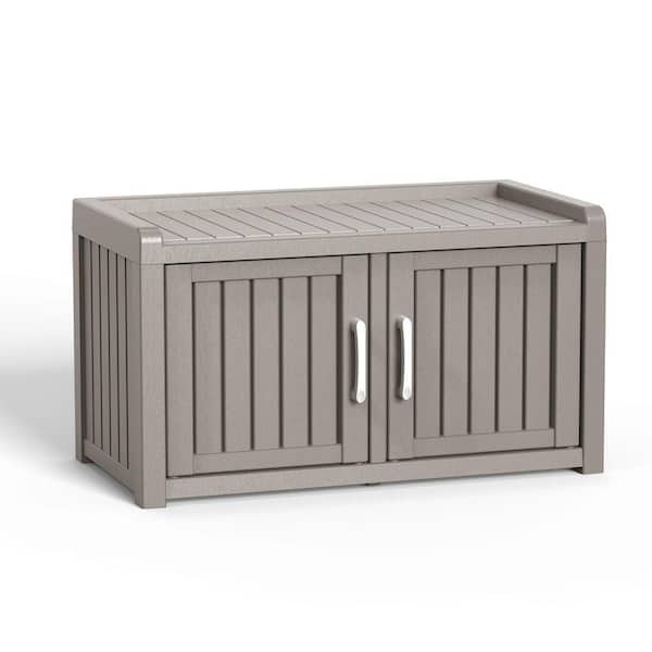 27Gal. Double Door Shoe Cabinet Gray 31.89 in. x 17.32 in. x 17.91 in. Deck Box Outdoor