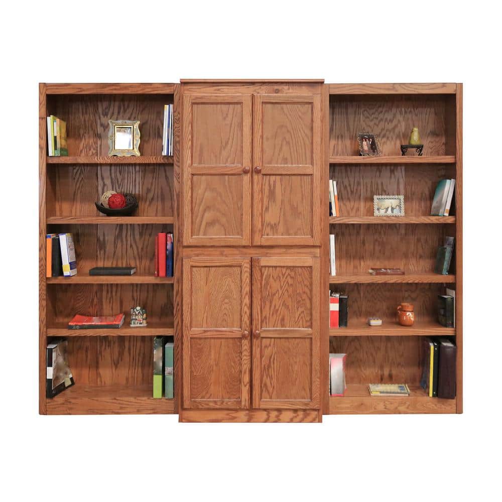Elegant Oak Finish 15-Shelf Wood Storage & Display Wall Unit