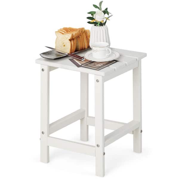 Unbranded Outdoor 14 in. Square Weather-Resistant Adirondack Side Table, White