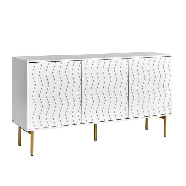 STOCK II SIDE BOARD 幅180cm JAYDEN CREATION Livius White Modern 60 in. Wide 3-Door