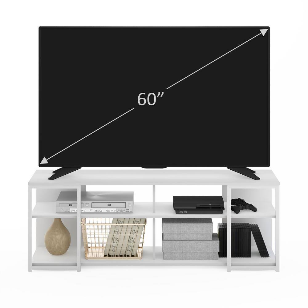 Solid White Modern TV Stand with Metal Frame for 65" TVs