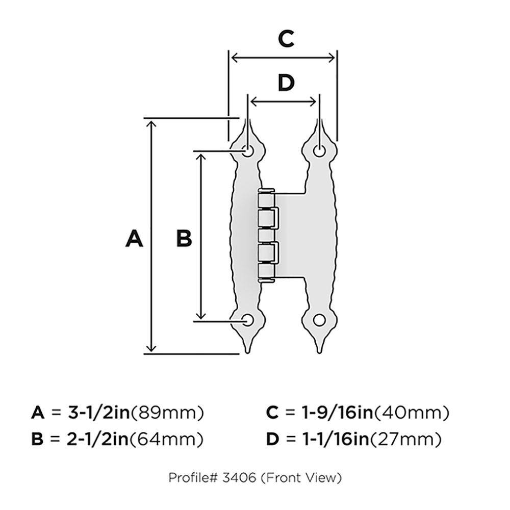 Champagne Bronze 3/8 Inch Offset Hammered Cabinet Hinge