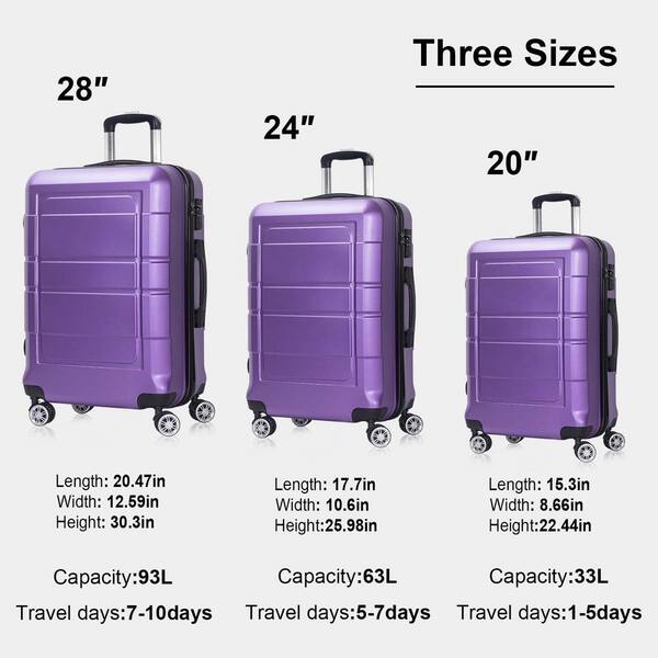 purple checked luggage