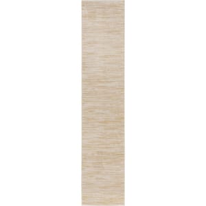 Essentials 2 ft. x 6 ft. Ivory Gold Abstract Contemporary Runner Indoor/Outdoor Area Rug