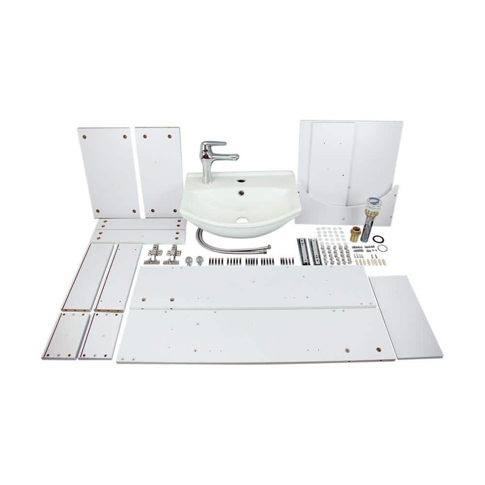 White 34.5" Porcelain and MDF Bathroom Vanity Sink