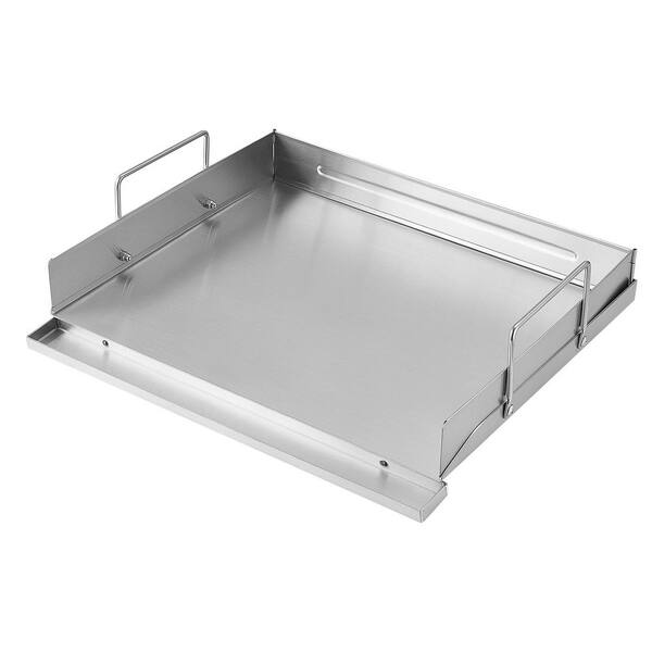 Stainless Steel Griddle 18x16 in. Flat Top Outdoor Plate w/ Handle, Even Heat Distribution, Rectangular Family Cookware