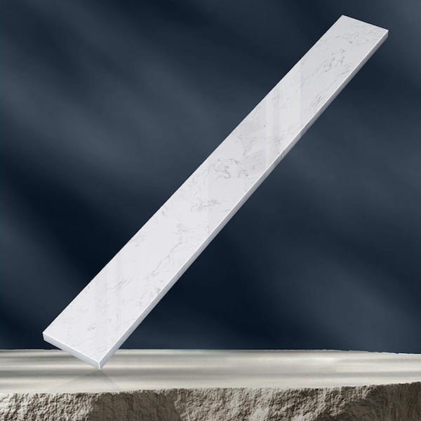 36 in. Engineered Stone Vanity Backsplash 4 in. Bathroom Vanity Back Splash in Carrara White