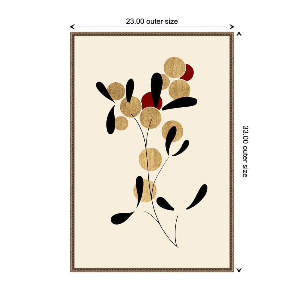 Large Abstract Botanic-Inspired Canvas Print with Bronze Frame
