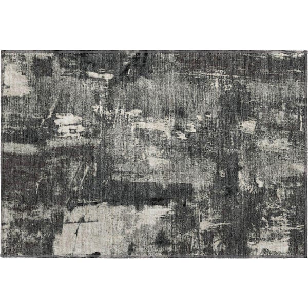 Mayfield Premium Machine Washable Abstract AMF989 Black 2 ft. x 3 ft. Area Rug