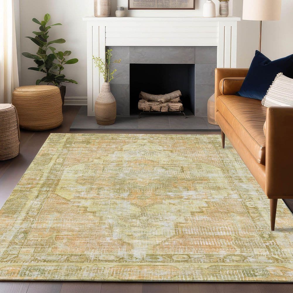 Chantille Machine Washable Indoor/Outdoor Abstract ACN1729 Gold 3 ft. x 5 ft. Area Rug price history on PriceWatchPro