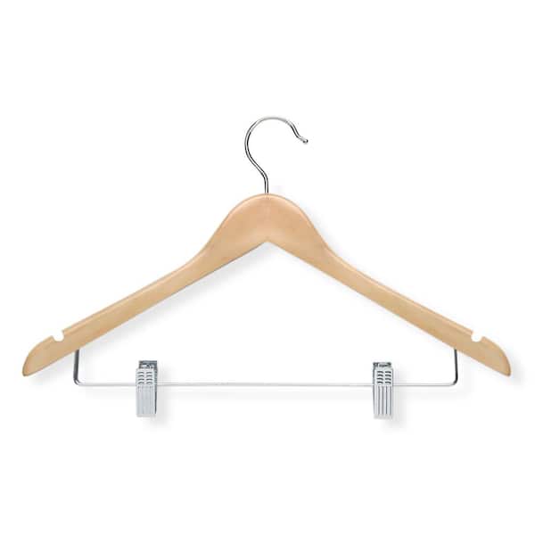 Honey-Can-Do Maple Wood Suit Hangers with Clips 12-Pack