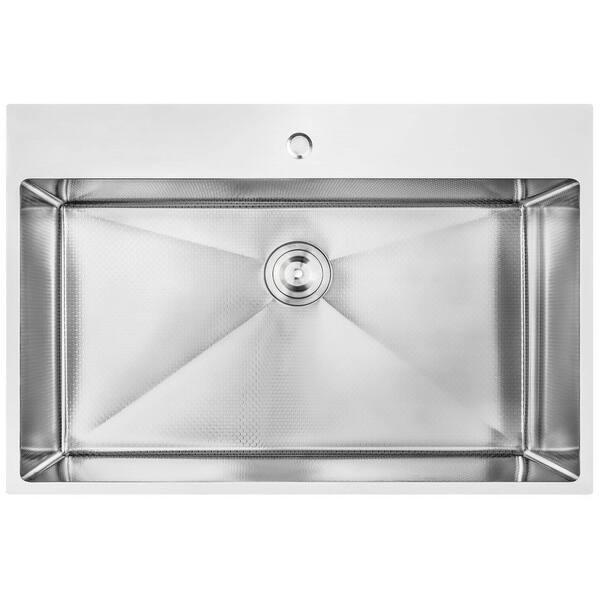 Handmade Drop-in Stainless Steel 30 in. x 18 in. Single Bowl Kitchen Sink with Drying Rack Handmade Drop-in Stainless Steel 30 in. x 18 in. Single Bowl Kitchen Sink with Drying Rack