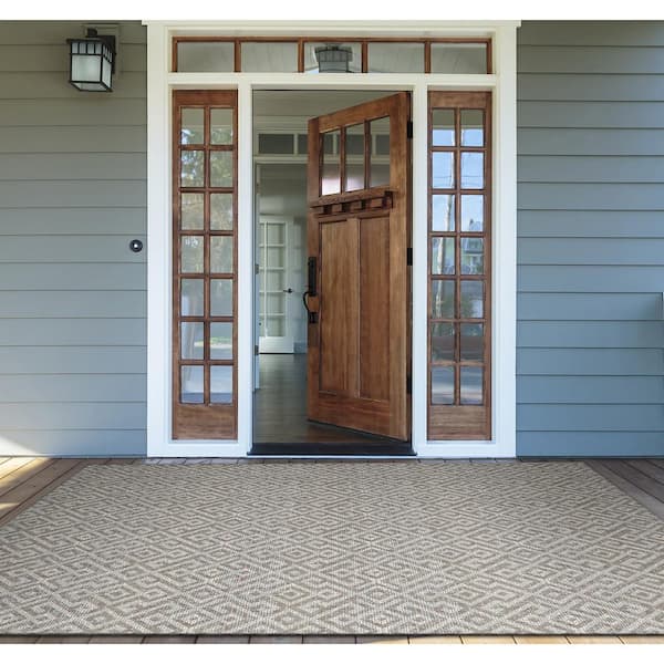 Monaco Pavers Mocha 9 ft. x 13 ft. Indoor/Outdoor Area Rug
