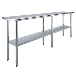 18 in. x 96 in. Stainless Steel Kitchen Utility Table with Adjustable Bottom Shelf