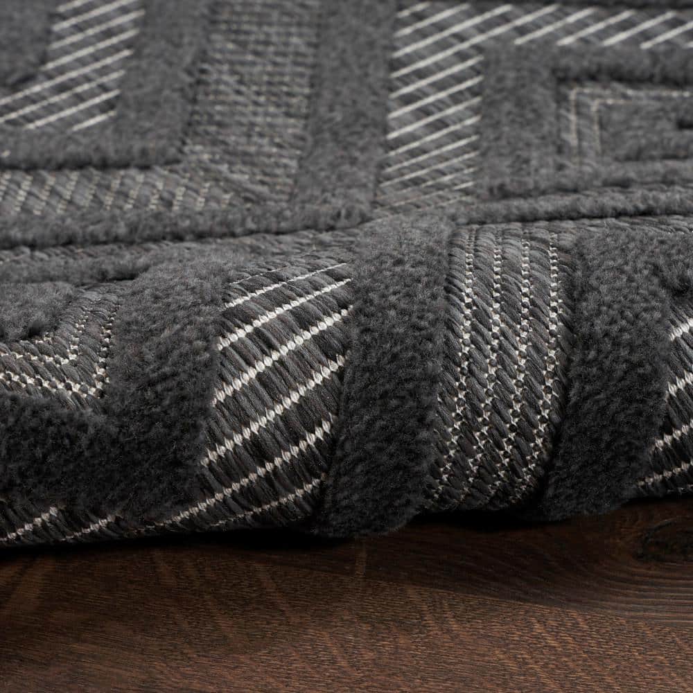 Charcoal Black Diamond Flat Woven 4' x 6' Rug