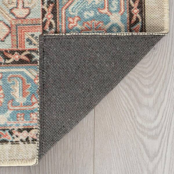 Traditional 4x6 Area Rug (4' x 5'3'') Oriental Rust, Cream Indoor Rectangle  Easy to Clean Machine Washable 