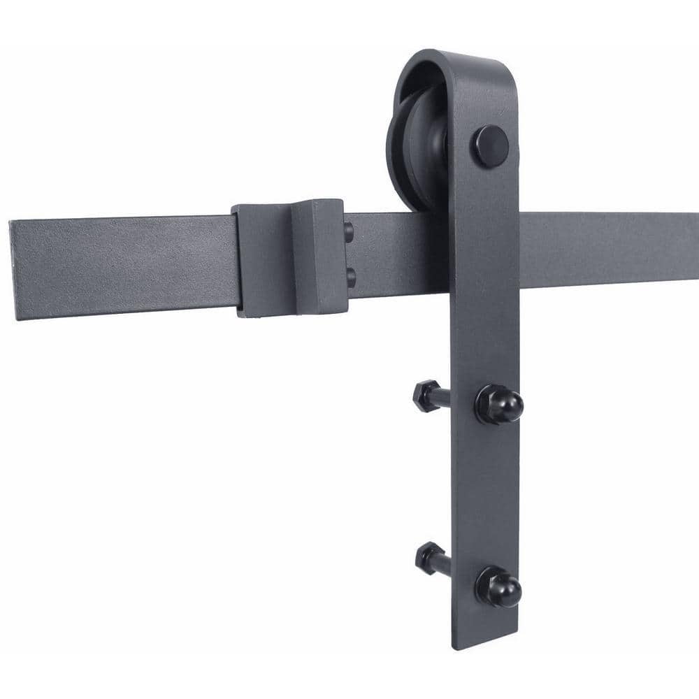 84'' Walnut Knotty Pine Solid Wood Rustic Barn Door with Matte Black Hardware