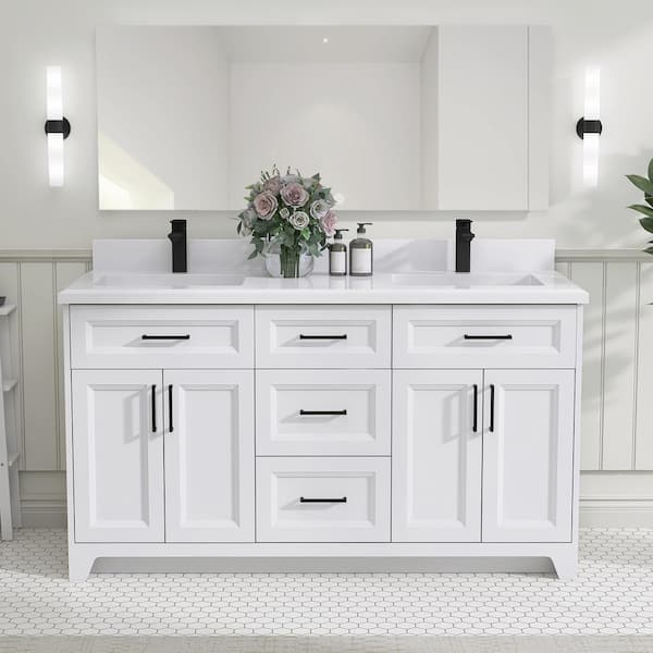 NTQ 60 in. W x 21.5 in. D x 33.5 in. H Bath Vanity Cabinet without Top ...