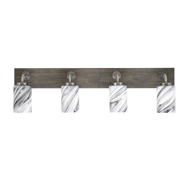 Unbranded Kirby 36 in. 4-Light Graphite and Painted Distressed Wood-look Metal Vanity Light