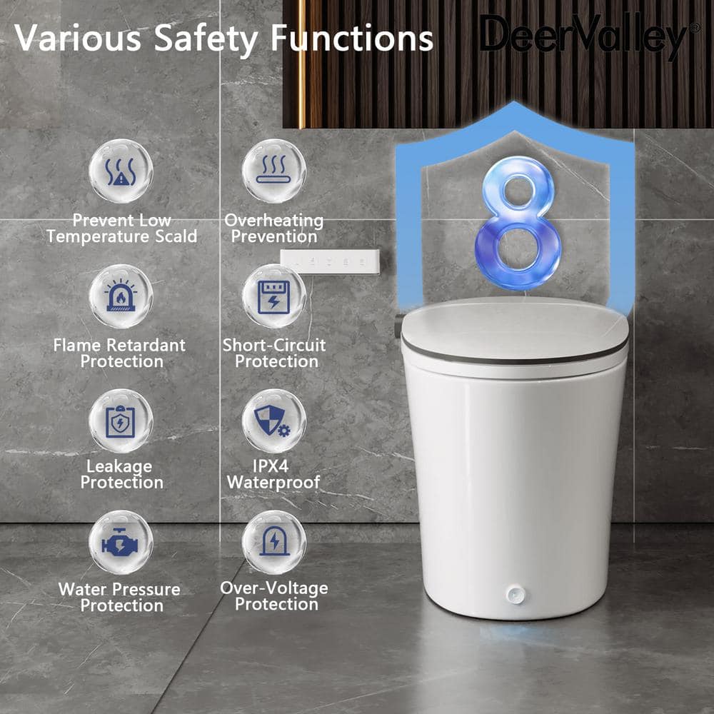 White Elongated Smart Bidet Toilet with Heated Seat and Remote