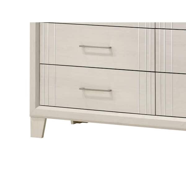 Benjara Charie White and Cream 6 drawer 58.5 in. Dresser without Mirror  BM338423 - The Home Depot