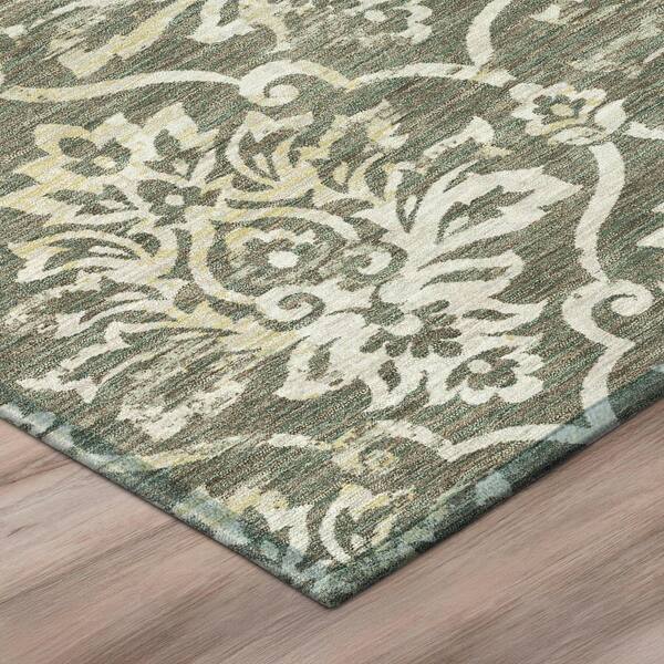 Chantille Machine Washable Indoor/Outdoor Abstract ACN3150 Basil 8 ft. x 8 ft. Round Rug