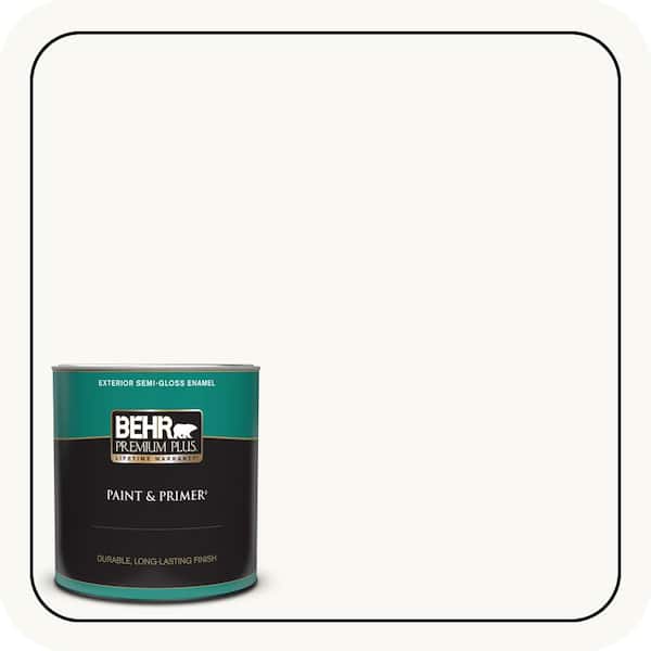 BEHR PREMIUM PLUS 1 qt. #PR-W15 Ultra Pure White Semi-Gloss Enamel Exterior Paint & Primer
