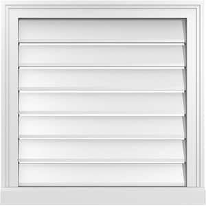 24" x 24" Vertical Surface Mount PVC Gable Vent: Functional with Brickmould Sill Frame