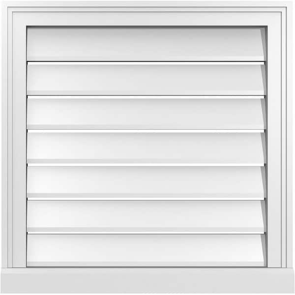 Ekena Millwork 24" x 24" Vertical Surface Mount PVC Gable Vent: Functional with Brickmould Sill Frame