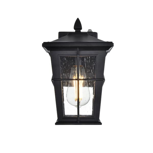 11.5 in. Black Outdoor Hardwired Wall Sconce with No Bulbs Included