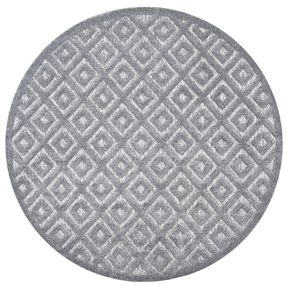 Handmade Dark Gray Geometric Round Synthetic Rug