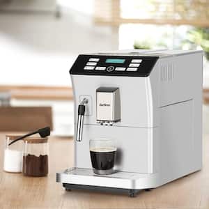 20-Cup 19-Bar Silver Fully-Automatic Espresso Machine with Milk Frother, Built in Grinder