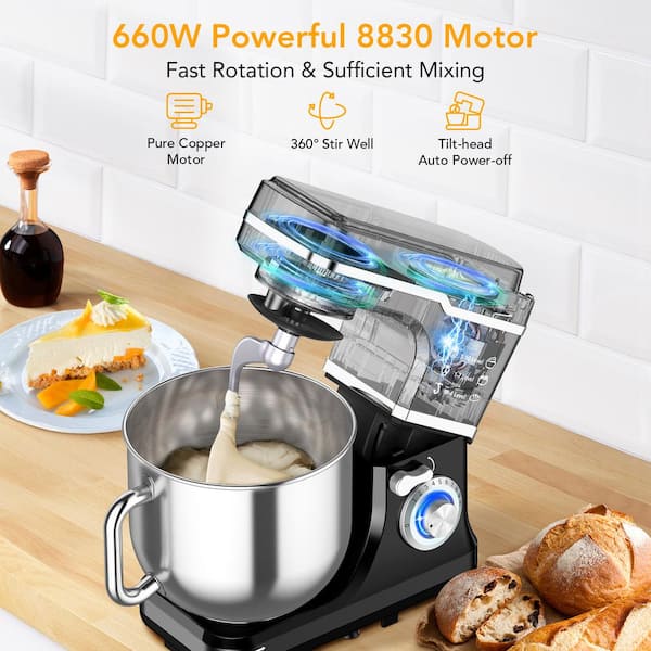 キッチン家電 NEW POWDER MIXER-V Garvee 7.5 Qt 10-Speed Black Stand Mixer with Dough Hook, Whisk