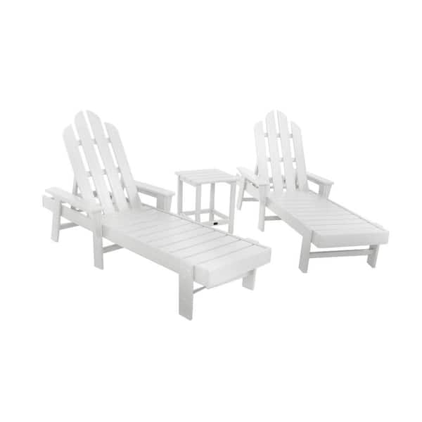 POLYWOOD Long Island White 3-Piece Patio Chaise Set