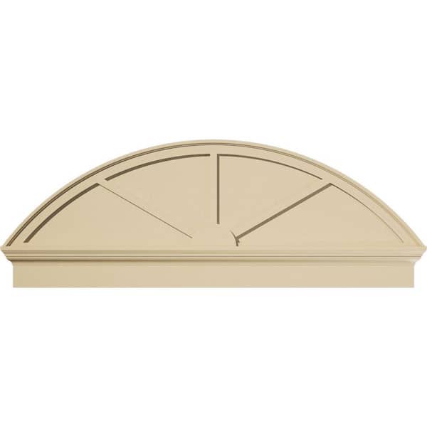 Ekena Millwork 58-in W x 21-3/8-in H x 2-3/4-in P Segment Arch 3-SpokeSignature Urethane Combination Pediment, Primed Tan