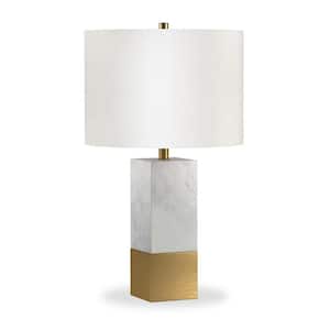 Lena 21-1/2 in. Golden Brass Table Lamp with Carrara Style Marble