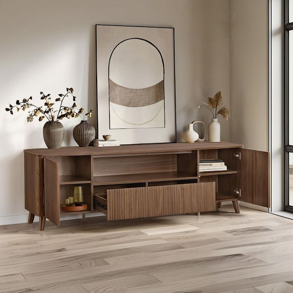 Spruce & Spring Oliver Walnut TV Stand Fits TVs up to 80 in. with