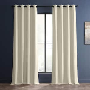 Off White Dupioni Faux Silk Solid Curtains - 50 in. W x 108 in. L Grommet Room Darkening Curtains Single Panel Curtains