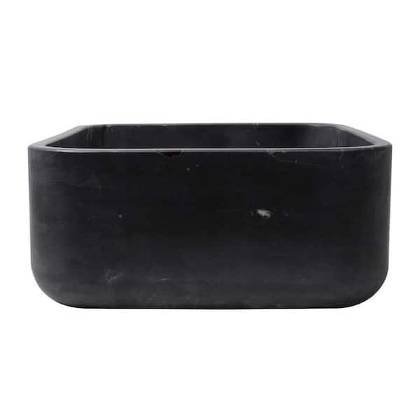 Maxton 15 in. Vessel Sink in Honed Black Forest Marble