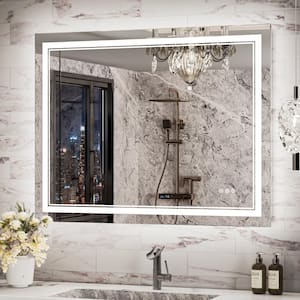 40 in. W x 32 in. H Rectangular Frameless Anti-Fog LED Wall Bathroom Vanity Mirror with Frontlit and Backlit