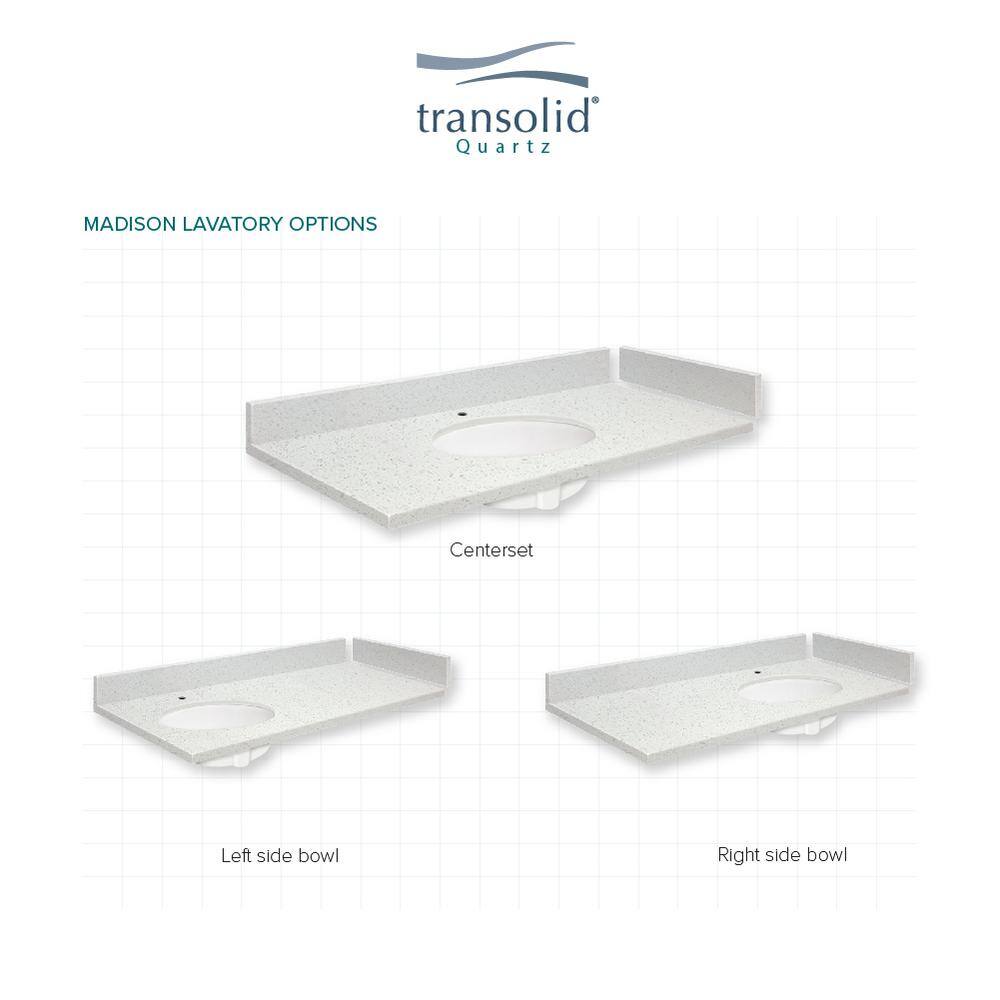Natural White Quartz Single Sink Bathroom Vanity Top