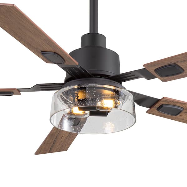 Breezary Craig 52 in. Indoor Black Ceiling Fan with Light Kit and Remote Control Included